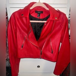 Faux Red Leather zip jacket